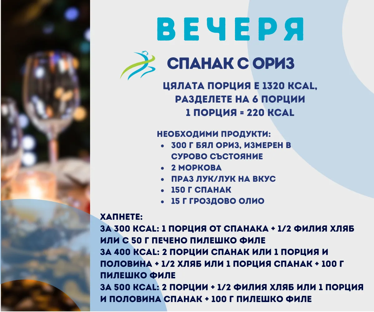 Картата „Спанак с ориз“ от картите на Дари Миленова